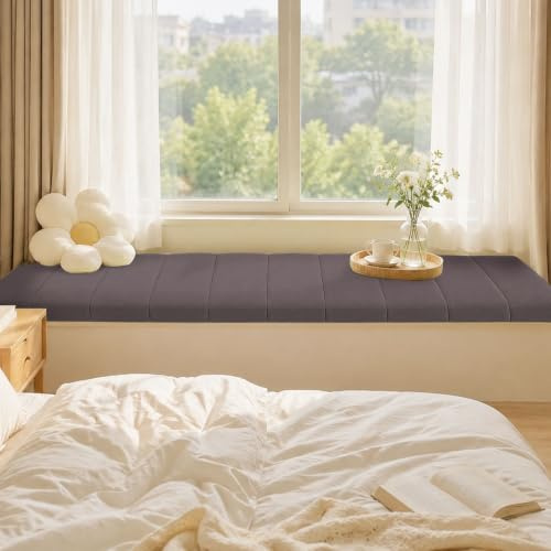 Hengrongshen Bankauflage 120x40 cm, Bankkissen mit Memory-Schaum, Abnehmbarer Bezug & rutschfeste Unterseite – Sitzkissen für Bank Indoor & Outdoor, Gartenbankauflage, Sitzpolster (Braun)