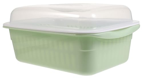 SHINEOFI Pp Trockenbox für Babyflaschen und Besteck mit Wasserablauf Küchentrockengestell aus Grünem Pp für Zuhause Praktischer Aufbewahrungsbehälter für Gabel und Löffel
