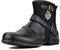 OSSTONE Chukka Stivali Cowboy Biker in Pelle Scivolare su Punta Quadrata Lunghezza di Vitello Tacco Western Uomo Stivali Invernali Piatto Caviglia Stivaletti Botas Boots 5008-1-IT Nero 11