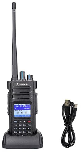 Retevis Ailunce HD1 10W DMR Radioaficionado, Banda Dual, Radio Digital Bidireccional, Batería Tipo C 3200mAh, IP67 Impermeable, Compatible con Otros Radioaficionados (1 Unidad, Negro)