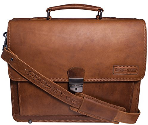 BelleBay Leder Aktentasche | Laptoptasche aus hochwertigem echtem Rindsleder | Große Lehrertasche | Robuste Tasche aus weichem Echtleder (Braun)
