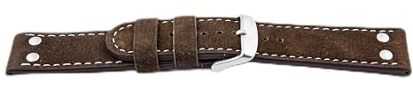 Buran01 Orig Uhrenarmband - Wasserbüffel - 2 Nieten - Dunkelbraun - (22 mm)