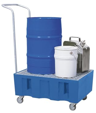 kaiserkraft | PE-Auffangwanne für 60-Liter-Fässer | Auffangvolumen 60 l | fahrbar | mit verzinktem Gitterrost