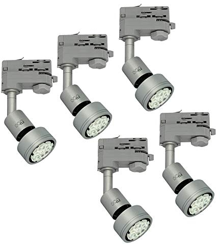 5x CLE PURI LED GU10 alugrau 3 Ph. Stromschienstrahler f. Erco Staff Lival Eutrac Global Schiene max. 50W