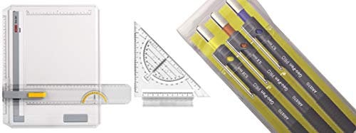 Aristo Geo-Board Zeichenplatte (A4, schlagfester Kunststoff, inkl. Schnellzeichendreieck) weiß plus Feinminenstift Geo-Pen