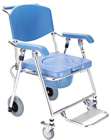 Fahrbarer Toilettenrollstuhl,Klappbare Toilettenrollstuhl,Ältere Menschen Toilettenstuhlfahrbar,Verdicktes Material Last Von 150 kg (330 lbs)360 ° Drehbares Vorderrad mit Bremse