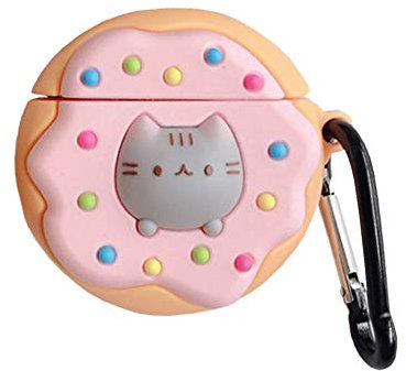 SGVAHY Airpods 1&2 Hülle, modisches süßes 3D-Cartoon-Design, weiches Silikon mit Schlüsselanhänger, Kawaii lustige coole Haut, stoßfest, Schutzhülle für Apple Airpods, Donut