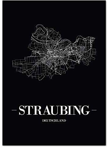 JUNIWORDS Stadtposter, Straubing, Wähle eine Größe, 21 x 30 cm, Poster, Schrift A, Schwarz