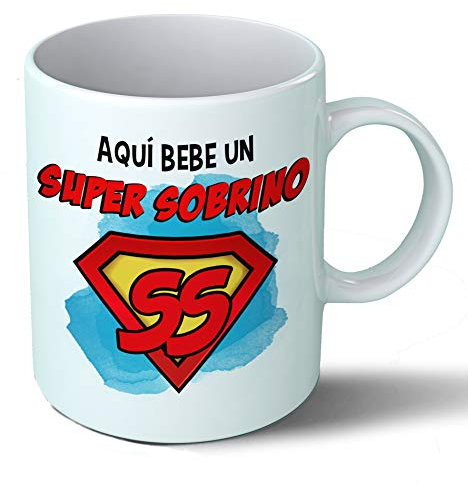 Planetacase - Taza Super Sobrino Personalizada - Regalo Original para Sobrinos - Taza Desayuno Café 330 mL - Apta Microondas y Lavavajillas - Cerámica, Taza Sobrino