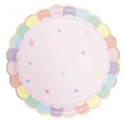 Partypro Assiettes FESTONNEES 23CM Rose Pastel X 8