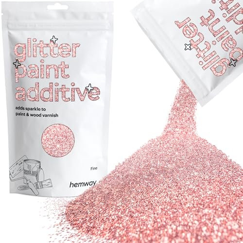 Hemway Glitter Paint Additive - Light Rose Gold | Fine Metallic Flakes for Adding Sparkle to Paints & Wood Varnish | Add to Emulsion, Acrylic & Latex for Indoor Sparkly Walls | 100 g