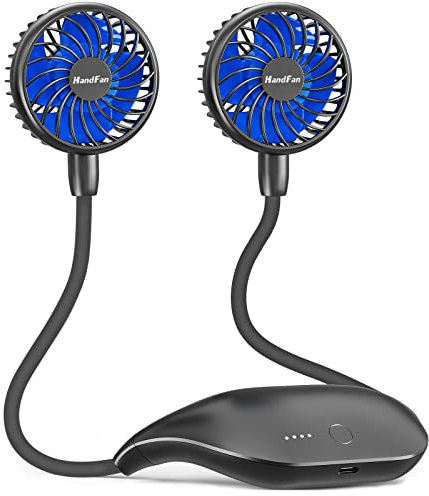 HandFan 10000mAh Portable Neck Fan Rechargeable,Max 48 hrs Working Time Battery Operated,360° Adjustable High Flexibility Handsfree Personal Fans For Gym,Travel,Office,Men/Women