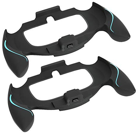 2-teiliger Handgriffgriffhalter für PSV1000,Spielmaschine gebogener Griff Griffabdeckung für PSVITA Spielekonsole, langlebig Joypad Halterungshalter Fall Handgriff Griff(Schwarz+Blau)