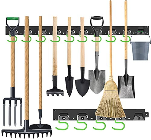 SWANLAKE 64 Inch Adjustable Storage System, Wall Mounted Hooks Tool Organizer，Tool Hangers for Mop and Broom Holder Shovel