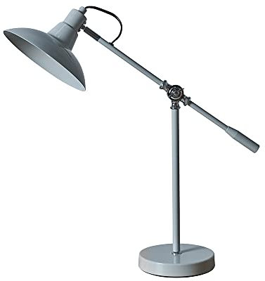 MiniSun | Retro Matt Grey/Chrome Adjustable Stem Vintage Shade Desk Table Lamp | Table Lamps, Home Décor & Improvement Essential
