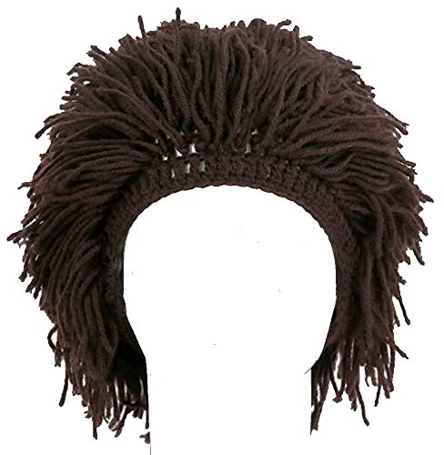 YEKEYI Barbarian Knit Beard Hat Wig Beanie Hat Funny Knit Hat Beard Beanie Hat Funny Knit Hat for Adult Kid, coffee, S