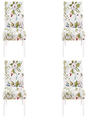 Barrageon Esszimmerstuhl Stuhlbezug 4 Stück Stuhlhussen Stretch Universal Esszimmer Hotel Party Hohe Lehne Hocker Deko Landhausstil Elastic Abwaschbar Abnehmbar Protector