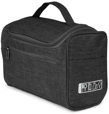 KINSTON - Vanity Trousse de Toilette Cosmétiques avec poignée, Organisateur de Voyage à Suspendre Grande capacité - Noir