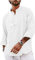 YAOBAOLE Men's Henley Shirt Long Sleeve Casual Cotton T-Shirt Hippie Beach Yoga Linen Top Tee White M