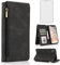 Asuwish Compatible with iPhone Xs Max Wallet Case Tempered Glass Screen Protector Zipper Leather Flip Cover Card Holder Stand Phone for i X XR Xsmax 10x SX Xmax 10xs 10s 10 Plus Xmaxs Women Men Black