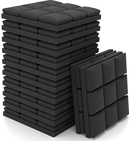 12 Stück Schalldämmung Selbstklebend Akustikschaumstoff 5CM Schaumstoffplatte Schallabsorber Schalldämmung Wand Noppenschaumstoff Schallschutzmatte für Tonstudio, Arbeitszimmer (M-12-CM-O)