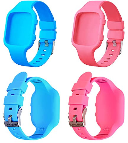 Ersatz Uhrenarmband mit HUYVMA Fitness Schrittzähler Uhr, 2 Ersatz Uhrenarmbänder enthalten, Super weiches leichtes Silikon Uhrenarmband, Edelstahlschnalle mit Logo