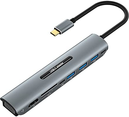 MDYH HJZ TTYHMM 9 in 1 USB-C/Type-C auf PD + 3 x USB 3.0 + USB-C/Type-C + SD + TF + HDMI + VGA HUB Adapter