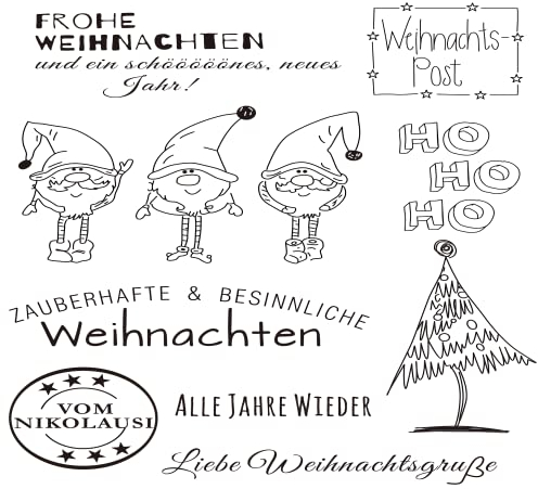 Qoiseys WeihnachtenStempel,Silikonstempel sprüche deutsch, Silikon Clear Stamps für DIY Scrapbooking Fotoalbum Dekoratives Papier
