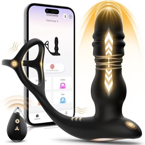 Sex Spielzeug für die Männer Analvibratoren für mann Dildo Vibrator Analplug mit 7 Stoßfunktion 7 Vibrations, für Paare Prostata Stimulation mit Penisring Sex Toys