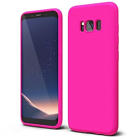 oakxco für Samsung Galaxy S8 Silikon Case mit Kameraschutz, Ultra Dünn Bunt Handyhülle Mädchen, Einfarbig Handy Hülle Slim Schutzhülle, Matt TPU Weich Gummi Glatt Silikonhülle Bumper, Neon Pink