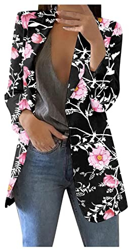 Blazers Femme Chic et Élégant Fleurie Cintré sans Bouton Haut Pas Cher Marque Bureau Affaires Blazers Printemps Slim Fit Detente Blazer De Travail Blouson Jacket Vetement Femme