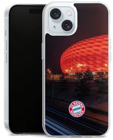 Silikon Hülle kompatibel mit Apple iPhone 15 Case transparent Handyhülle FC Bayern München FCB Stadion
