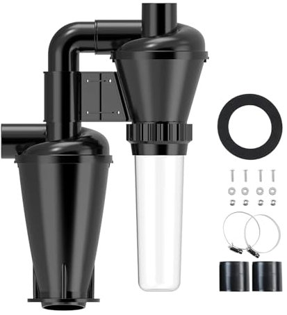 ViseNt Collecteur de poussière Cyclone à Double Filtration, 50mm, 2 Pouces, Filtre turbocompressé for Le Travail du Bois, séparateur Industriel, boîte de Collecte (Color : A Set of Filtration)