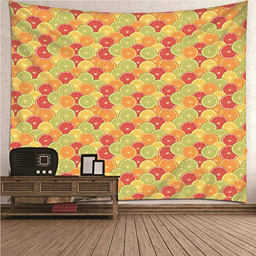 CEVAN Wandbehang Jugendzimmer Balkon Wanddekoration Draußen Rotes Orange Grünes Niedliches Muster Trip Wandteppich Wanddekoration Hochzeit Wandbehang Stoff Mehrfarbig 150x130cm