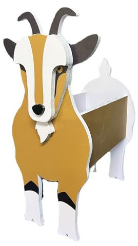 KWQBHW Kuh-Übertopf, Tier-Übertopf, Kuh/Pferd/Zebras/Ziege/Schaf/Esel, Blumentopf, Niedlicher Holz-Übertopf, Blumentopf, Behälter für Innen- und Außenbereich, Gartendekoration(Ziege)