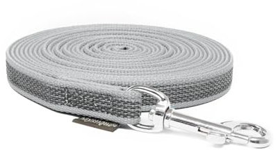 Mystique® Gummierte Schleppleine 15mm mit Handschlaufe Standard Karabiner grau 20m