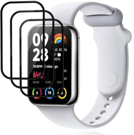 Jewloofa Protector de Pantalla Compatible con Xiaomi Smart Band 8 Pro Cristal Templado [3 Piezas], 9H Dureza, Vidrio Templado para Xiaomi Smart Band 8 Pro