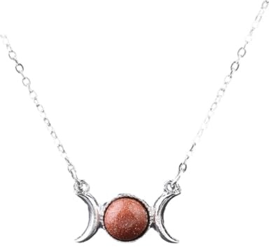 Tesselite Collana in Pietra - Collana Vintage con Mezzaluna e clavicola Ciondoli con Luna e Sole Girocollo Collane Corte in Pietra Naturale per Donne e Ragazze, Marrone Sabbia, Taglia Unica
