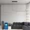 KSIBNW Hängelampe LED Pendelleuchte Dimmbare Moderne Wohnzimmer, Linear Design Pendellampe Esstisch Schwarz mit Fernbedienung & APP 36W Hängeleuchte Bürolampe Höhenverstellbar 2700K-6500K Dimmbare