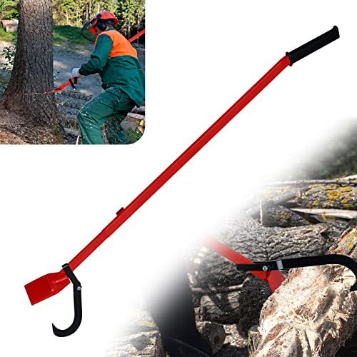 FIVMEN Fällheber 130cm Stammheber zum Baumfällen, Kantheber Geschmiedeter mit Wendehaken & Rutschfester Handgriff, Fällhilfe aus Stahl Wendehilfe