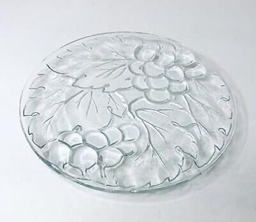 Generico Lot de 6 assiettes à fruits et desserts en verre transparent avec fruits incrustés en relief - Diamètre 18 cm