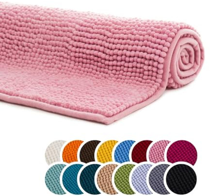 liebling Badteppich, 100% Polyester - Mikrofaser, Serie Chile, 60 x 100 cm, 30 Grad waschbar, Fußbodenheizung geeignet, Farbe: Altrosa
