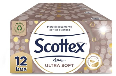 Scottex Ultra Soft Box pañuelos, 12 cajas de 80 pañuelos