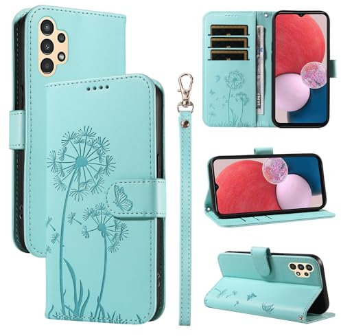 Bravoday Handyhülle für Samsung Galaxy A04s / A13 5G / 4G Hülle, Premium PU Lederhülle Klappbar Tasche Klapphülle mit Magnet Kartenfach Standfunktion Schutzhülle für Galaxy A04s / A13 5G, Grün