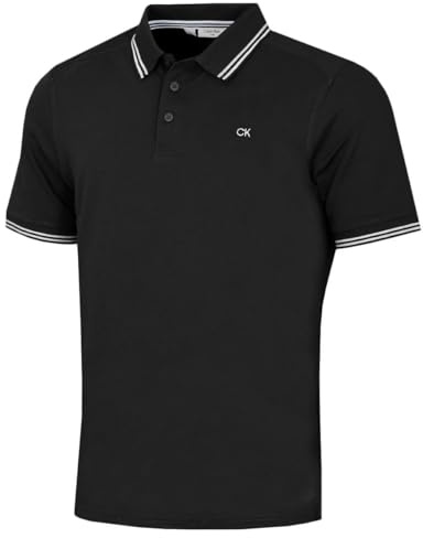 Calvin Klein Mens Campus Tipped Polo Shirt - Black Tipped - XL