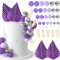 NEBURORA 64 Pcs Balls Cake Toppers and Leaves Decoration Set Mini Balloons for Cake Decorating Supplies Balls Cake decorations for Baby Shower Cake Toppers Birthday Cake Decoration(Purple Silver)