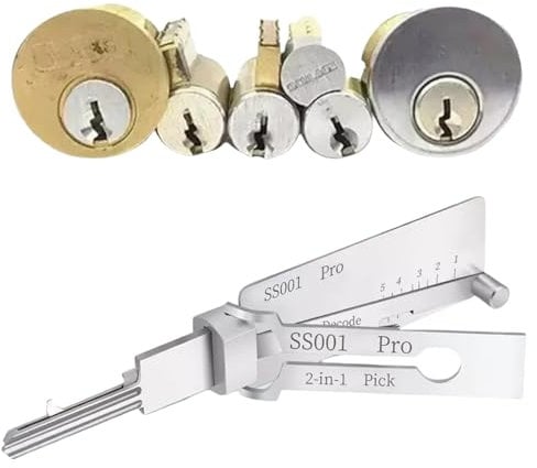Lock Pick Key Decoder,Stainless Steel Master Key Decoder,Lock Picking Kit,Lock Pick Decoder for Auto,2 in 1 Lock Pick and Decoder Tool,Auto Lock Pick,Professional Locksmith Tools(SS001pro)