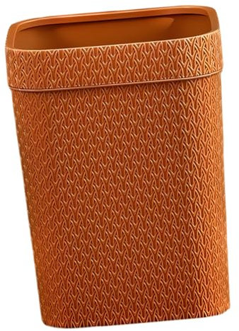 BUGUUYO Poubelle Décorative Tressée En Imitation Rotin Sans Couvercle Orange Conteneur à Déchets Solide Cuisine Et Bureau Corbeille à Papier Élégante