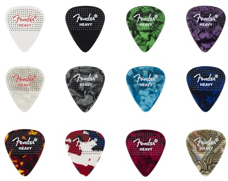 Fender Celluloid Guitar Picks, 351 Dotted Shape, Heavy, 12-Pack