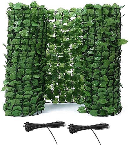 Clôture de jardin en lierre artificiel - Clôture décorative en maille plastique - Treillage avec feuilles artificielles - Vert - 1 x 3 m